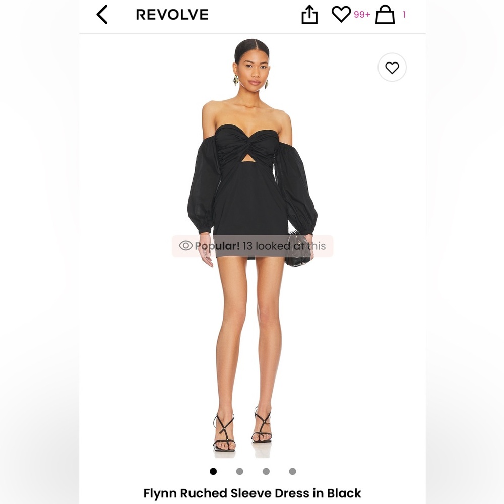 Super down Black Ruched Sleeve Dress